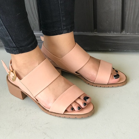 Blush Comfortable Block Heel Rugged Sole Sandals - Picture 2 of 8